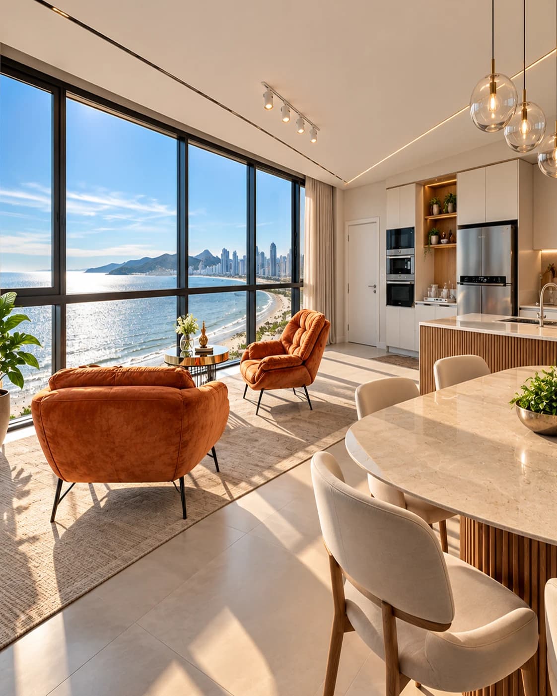 Apartamento de alto padrão com vista para o mar em Itapema